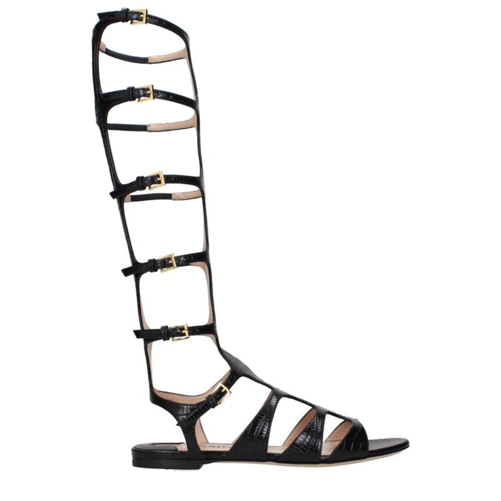 Tom Ford Black Leather Strap-On Women's Sandals